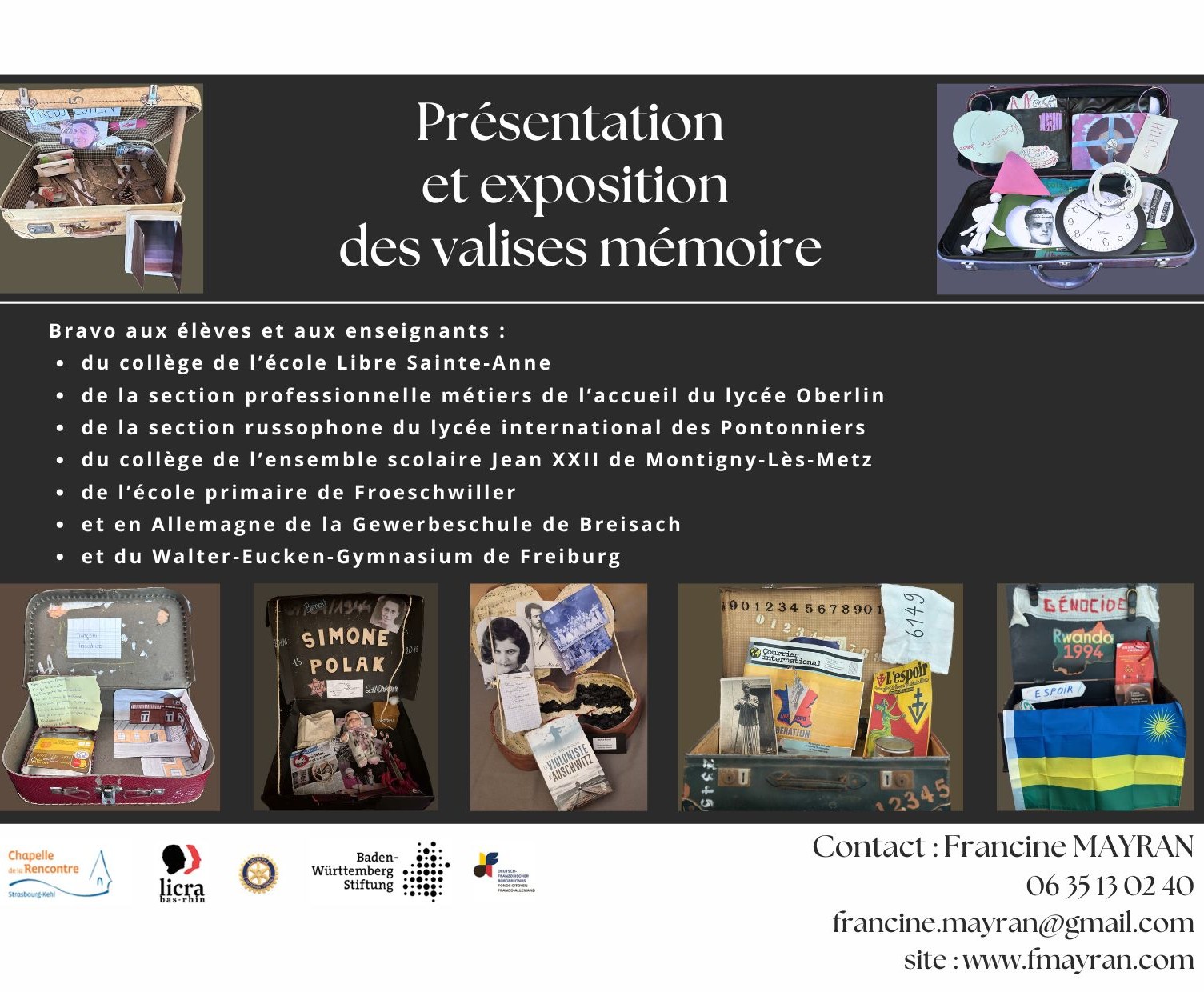 STRASBOURG. Exposition des valises du projet scolaire 